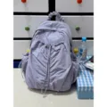 Zaino plissettato viola chiaro borsa scolastica casual leggera versatile viaggio - Viola