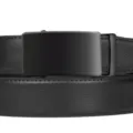 Schwarzer Herren Ledergurt mit automatischer Metallschließe, business lässig Stil. - 120cm / Schwarz