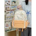 Zaino in stile coreano carino con stampa pesca, borsa scolastica casual per studenti. - Taglia S / Arancione