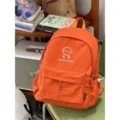 Zaino arancione con ricamo di cane carino, stile coreano borsa scolastica casual da donna. - Borsa Singola / Taglia L / Arancione