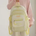 Zaino scolastico di grande capacità in stile giapponese per ragazze, borsa gialla con stelle. - Giallo