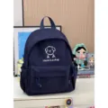Korean style cute puppy embroidered navy blue backpack versatile student school bag daily use - Single Bag / S / Dark Blue
