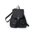 Zaino nero a pois stile college casual borsa scolastica con rifiniture in pelle e tasche frontali. - Nero Borsa Singola