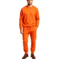 Men solid orange fleece tracksuit crewneck sweatshirt and joggers set detail showcase - Orange