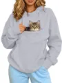 Unisex Huisdier Kangoeroe Zak Hoodie Gevoerde Lange Mouw Casual Sweatshirt Lichtgrijs - S / Tops / Lichtgrijs