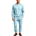 Men light blue fleece tracksuit set crewneck sweatshirt and sweatpants casual warm outfit - Light Blue