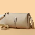 Women beige crossbody shoulder bag, stylish PU leather handbag with adjustable strap for daily use. - Light Khaki
