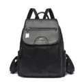Zwarte PU leer vrouwen vintage rugzak stijlvolle casual school reizen dagrugzak tas - Zwart