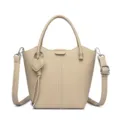 Vrouwen Herfst Retro Lederen Emmer Handtas Mode Casual Schouder Crossbody Tas Beige - Broken Wit