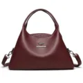 Stijlvolle grote lederen shopper handtas voor dames casual schoudertas minimalistisch - Wijnrood (6812)