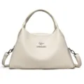 Minimalistische lederen schoudertas handtas voor dames met handvat en verstelbare riem. - Off-white (6812)
