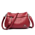 Rode krokodillenpatroon vrouwen lederen schoudertas stijlvolle crossbody handtas nu - Rood