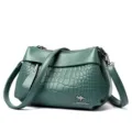 Retro groene krokodillenpatroon lederen vrouwen schouder crossbody tas casual handtas. - Groen