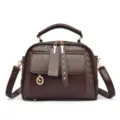 Bruine gevlochten lederen dames handtas top handvat schoudertas stijlvolle crossbody tas - Bruin