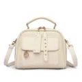 Elegante geweven handtas voor dames, stijlvolle minimalisten schelptas met schouderband. - Wit