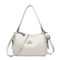 Damen Kroko Prägung Schultertasche Vintage PU Leder Umhängetasche Freizeittasche Handtasche - Weiß