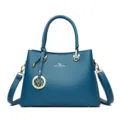 Elegante zachte lederen handtas voor dames, casual schoudertas en crossbodytas voor dagelijks. - Blauw