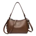 Bruine krokodillenpatroon vrouwen schoudertas vintage PU leer crossbody tas dagelijks - Bruin