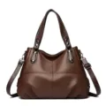 Bruine dames schoudertas litchi patroon grote capaciteit shopper handtas stijlvol - Bruin