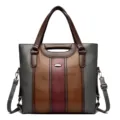 Dames colorblock PU leer handtas stijlvolle schoudertas crossbody tote tas dagelijks gebruik - Grijs