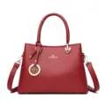 Rote Damen Handtasche aus weichem Leder Umhaengetasche Shopper Tasche fuer Alltag - Burgunderrot