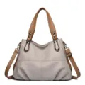 Dames Litchi Patroon Schoudertas Retro Grote Capaciteit Tote Handtas Grijs Mooi - Grijs