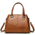 Dames leren handtas casual schoudertas shopper bruin stijlvolle handtas tas dames - Bruin