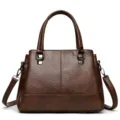 Klassieke bruine lederen handtas voor dames, grote capaciteit schoudertas tas. - Bruin