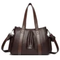 Bruine leren damestas schoudertas grote capaciteit tote handtas dagelijks crossbody. - Bruin