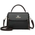 Dames minimalistische zachte lederen handtas schoudertas crossbody tas in zwart - Zwart