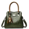Dames groene PU leer vintage handtas grote capaciteit schouder crossbody tote tas chic - Groen