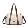 Dames PU lederen tote schoudertas casual dagelijkse reizen crossbody handtas in beige. - Wit