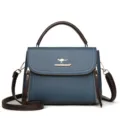 Dames Mini Leren Schoudertas Stijlvolle Handtas Crossbody Tas Blauw Mode Accessoire - Blauw