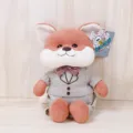 Simpatico peluche di volpe animale imbottito con abito grigio bambola morbida regalo - Volpe Maschio / Piccolo 32cm