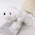 Morbido cane di peluche bianco, soffice cucciolo di stoffa con campanello per bambini. - 45cm / Bianco