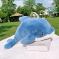Blue dolphin plush toy, soft stuffed animal pillow, cute ocean series doll for gift. - Dolphin / 25cm