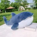 Cute blue whale plush toy soft stuffed animal pillow large sleeping doll gift for kids and adults - Blue Whale / 25cm