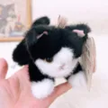 Simpatico peluche di gatto nero e bianco con magnete, morbido magnete per frigorifero. - Gatto Nero
