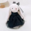 Morbido peluche di coniglio con orecchie pendenti e grazioso vestito da principessa nero - Abito da Sposa Nero / 30cm