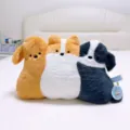 Cute three-connected puppy plush pillow, soft stuffed animal toy for dorm room bed and sofa home decor. - Three-Piece Dog