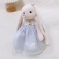 Grazioso coniglietto peluche con orecchie pendenti in abito da sposa viola, bambola morbida. - Abito da Sposa Viola / 30cm