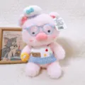 Simpatico peluche maialino chef rosa con occhiali e grembiule carino, morbido gioco per bambini. - 24cm / Maialino Rosa con Gonna a Quadri Blu