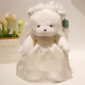 Orsacchiotto di peluche bianco da matrimonio con velo e abito in pizzo come regalo di nozze - Angelo Donna Abito Bianco / 40CM