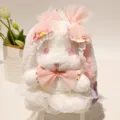 Cute lolita pink bow white rabbit plush toy soft stuffed doll birthday gift for girls - Huarong Pink