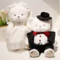 Set di peluche di orsacchiotti di coppia di nozze carini, bambole morbide sposa e sposo per regalo. - Bianco Coppia / 40CM