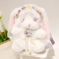 Grazioso peluche coniglietto Lolita, morbida bambola di coniglio bianco con fiori ragazza. - Coniglio Dalle Orecchie Lunghe Anxiang / 25cm / Viola blu