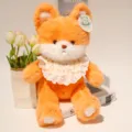 Simpatico peluche arancione bambola con bavaglino in pizzo morbido animale regalo bambini - Volpe con Bavaglino / Grande Altezza 60cm