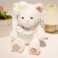 Simpatico peluche bianco morbido con grazioso fiocco e colletto regalo di compleanno. - Gatto con Bavaglino / Grande Altezza 60cm