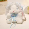 Cute Lolita plush rabbit toy with blue lace bonnet and bow, soft stuffed animal gift. - Spring Rabbit Blue