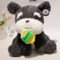 Simpatico peluche Schnauzer con design a tirante, morbido animale di peluche soffice per regalo. - Pantofola Verde / Altezza circa 21 cm